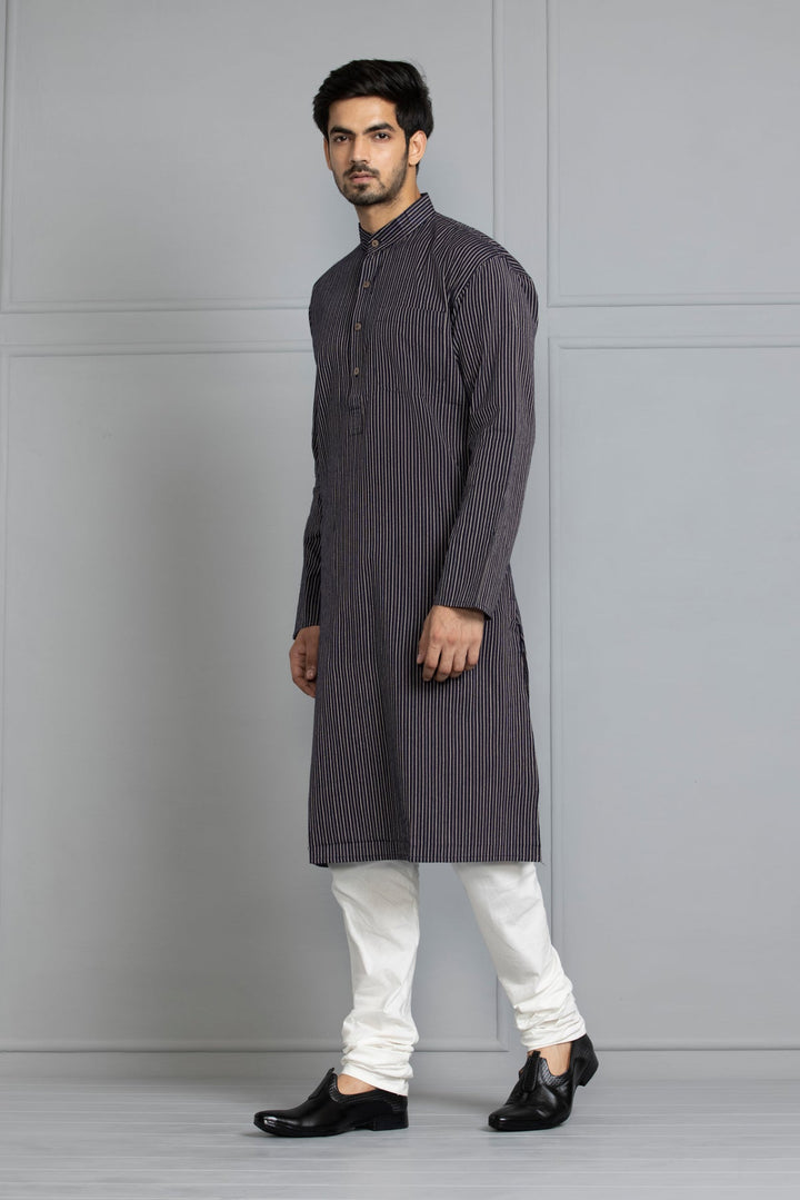 Blue Striped Straight Kurta