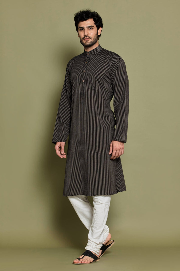 Black Striped Straight Kurta