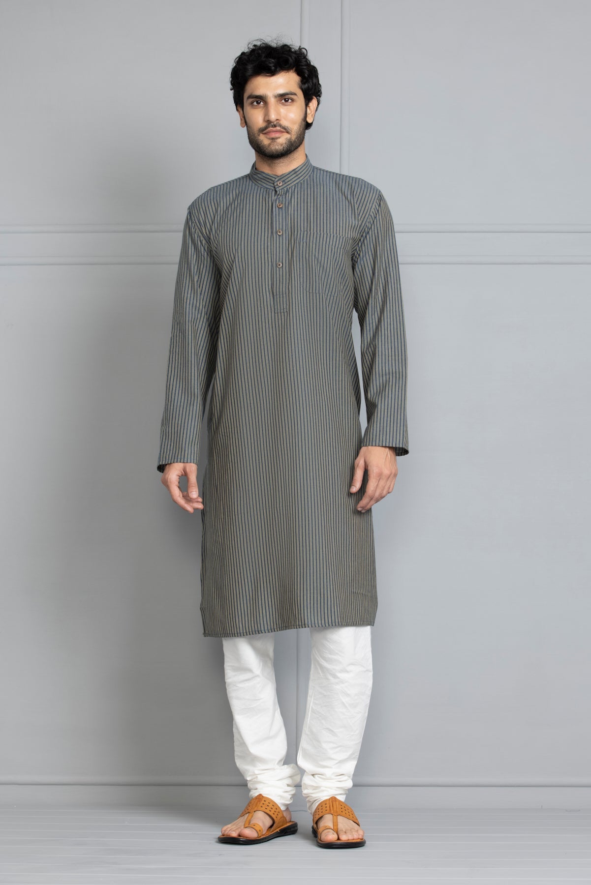 Blue Striped Straight Kurta
