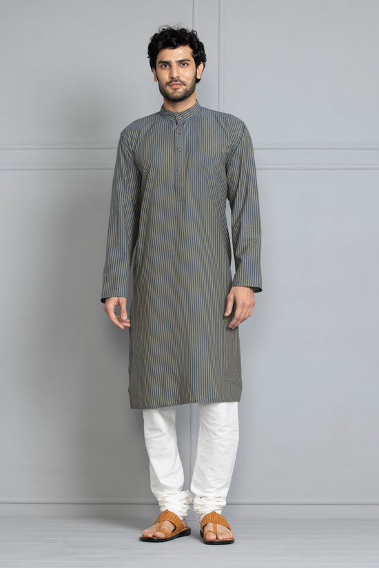 Blue Striped Straight Kurta