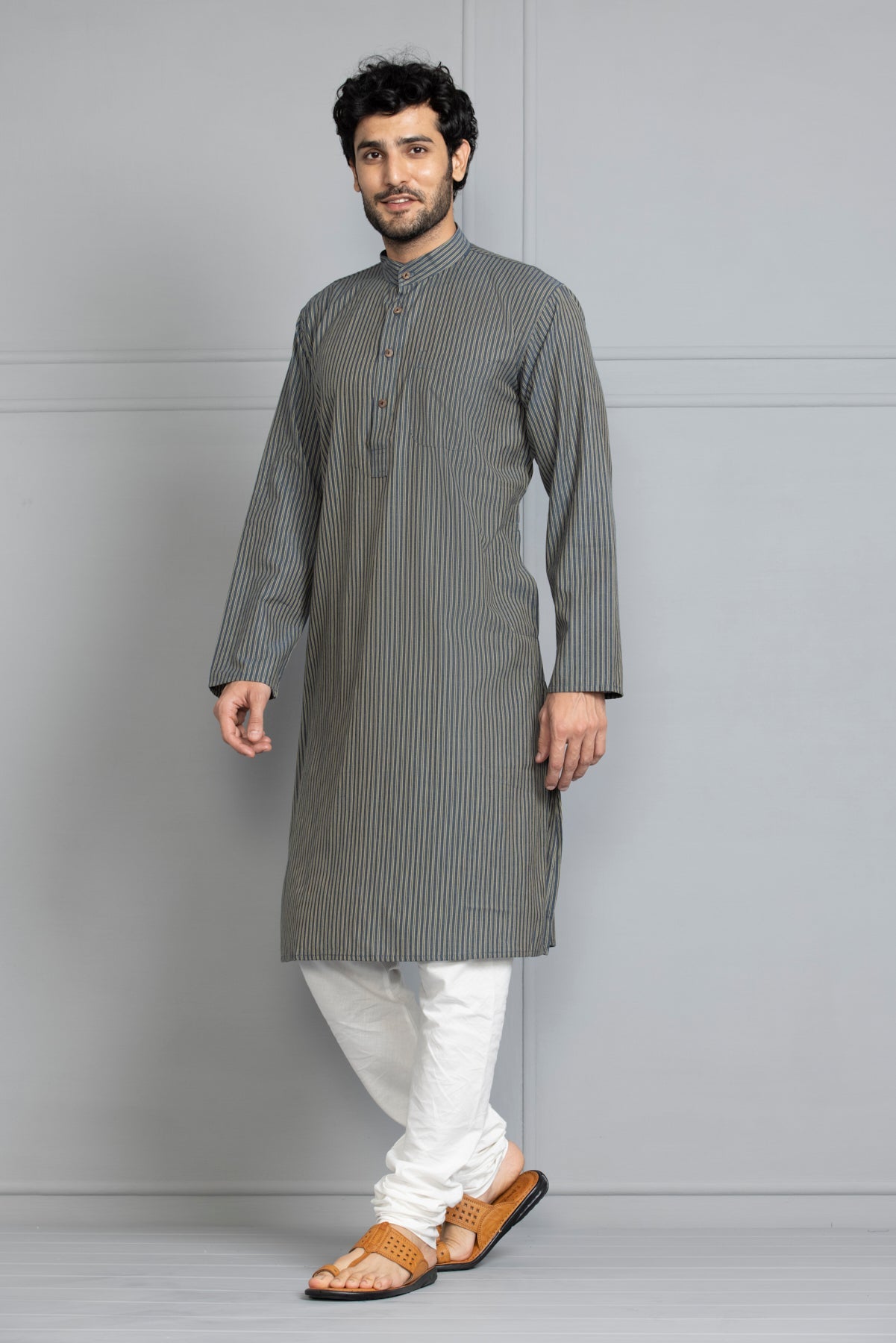 Blue Striped Straight Kurta