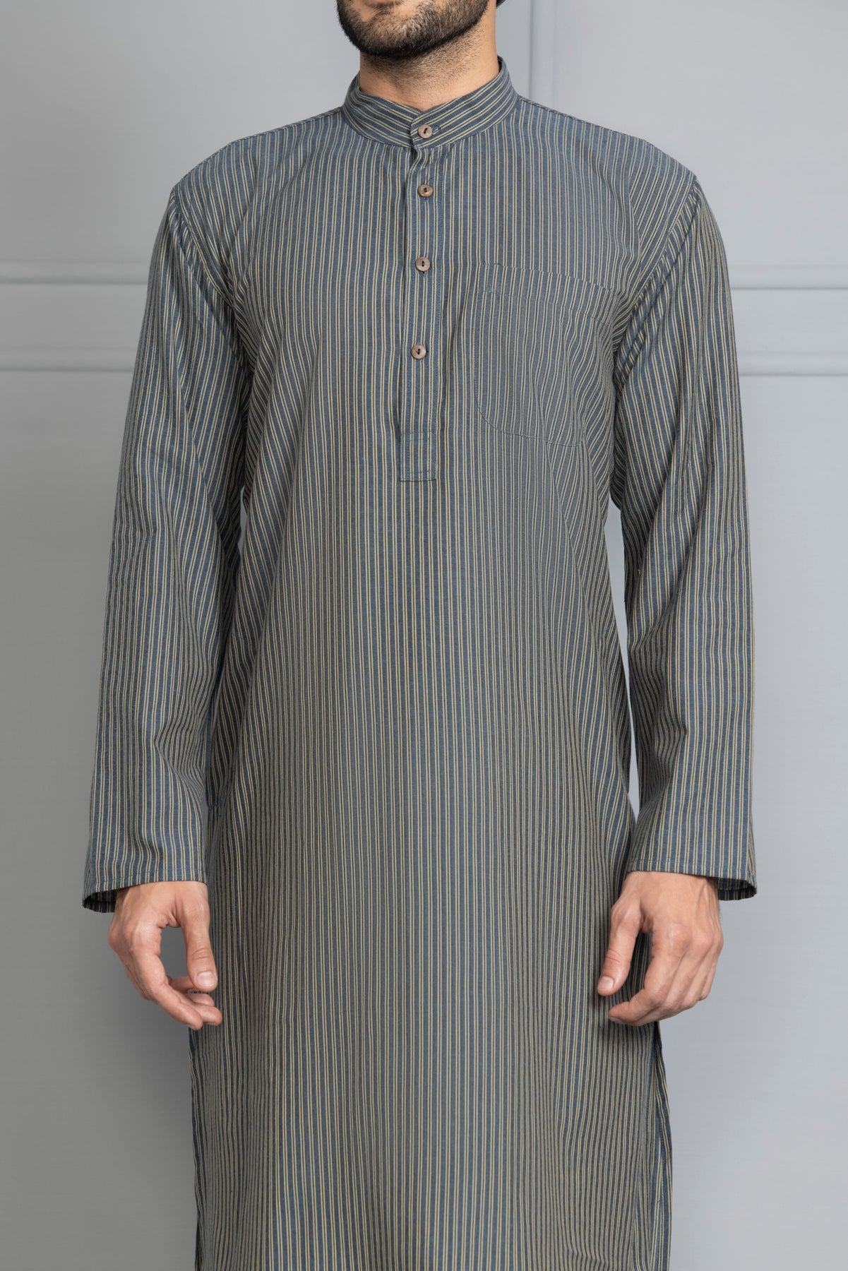Blue Striped Straight Kurta