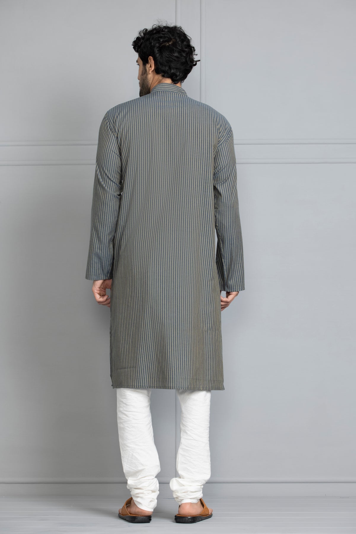 Blue Striped Straight Kurta