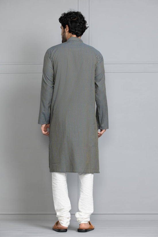 Blue Striped Straight Kurta