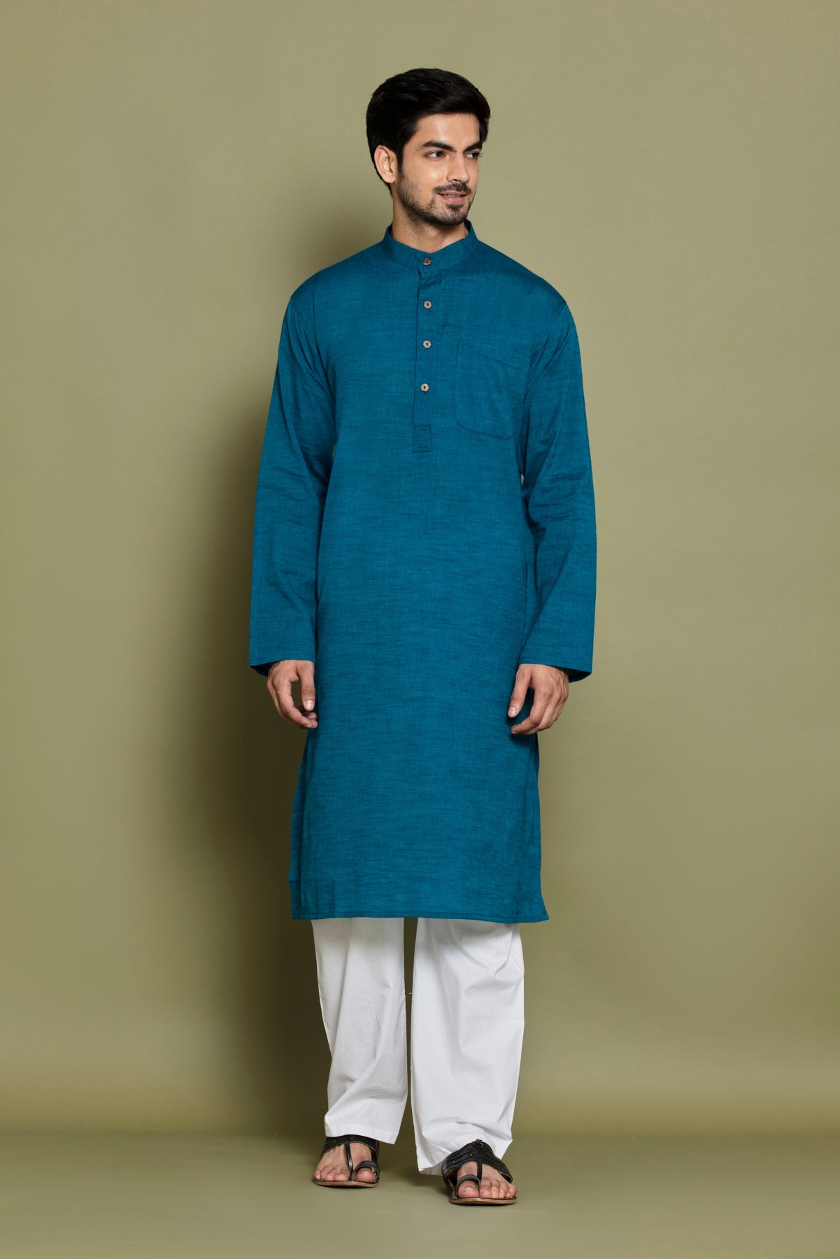 Blue Woven Straight Kurta
