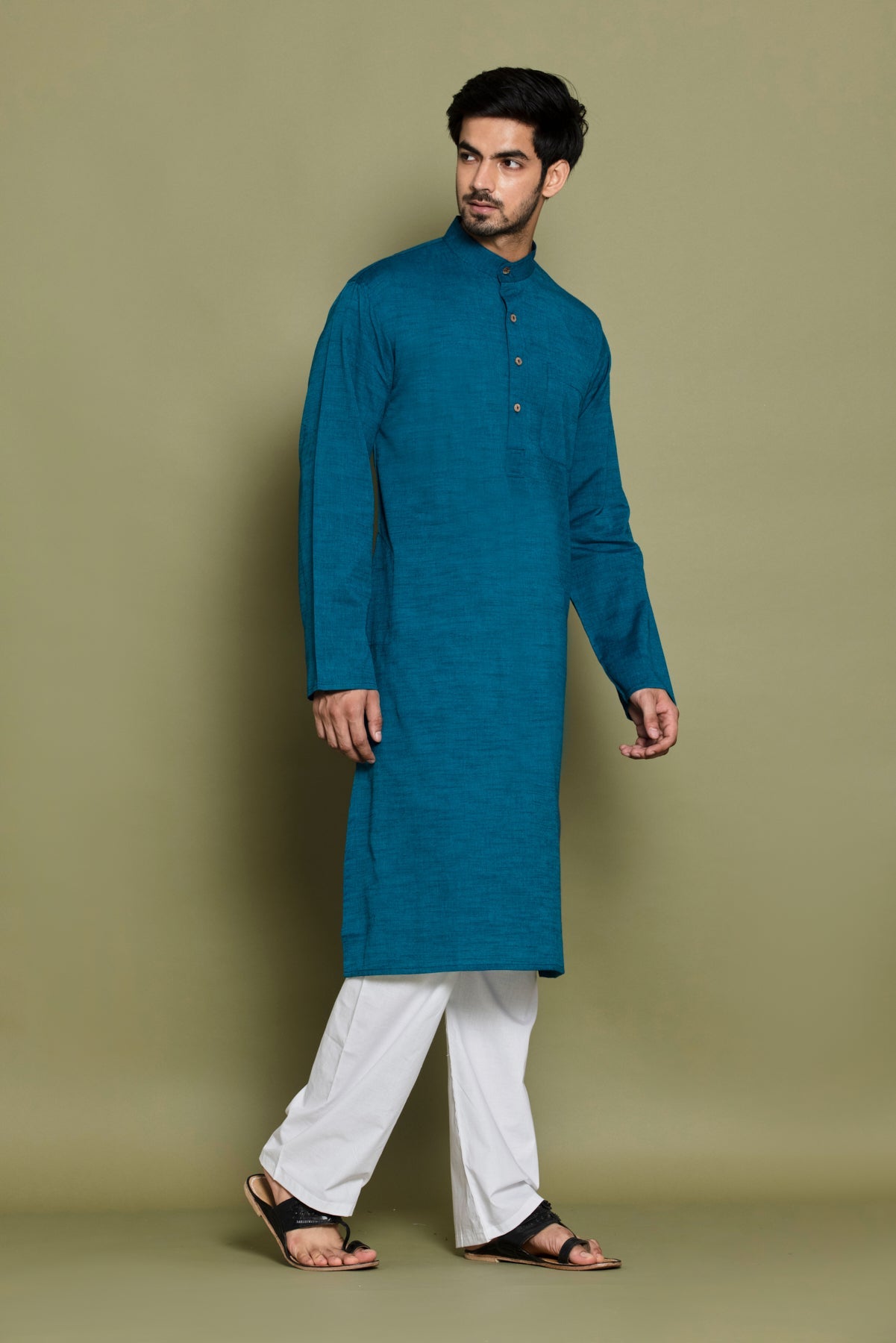 Blue Woven Straight Kurta