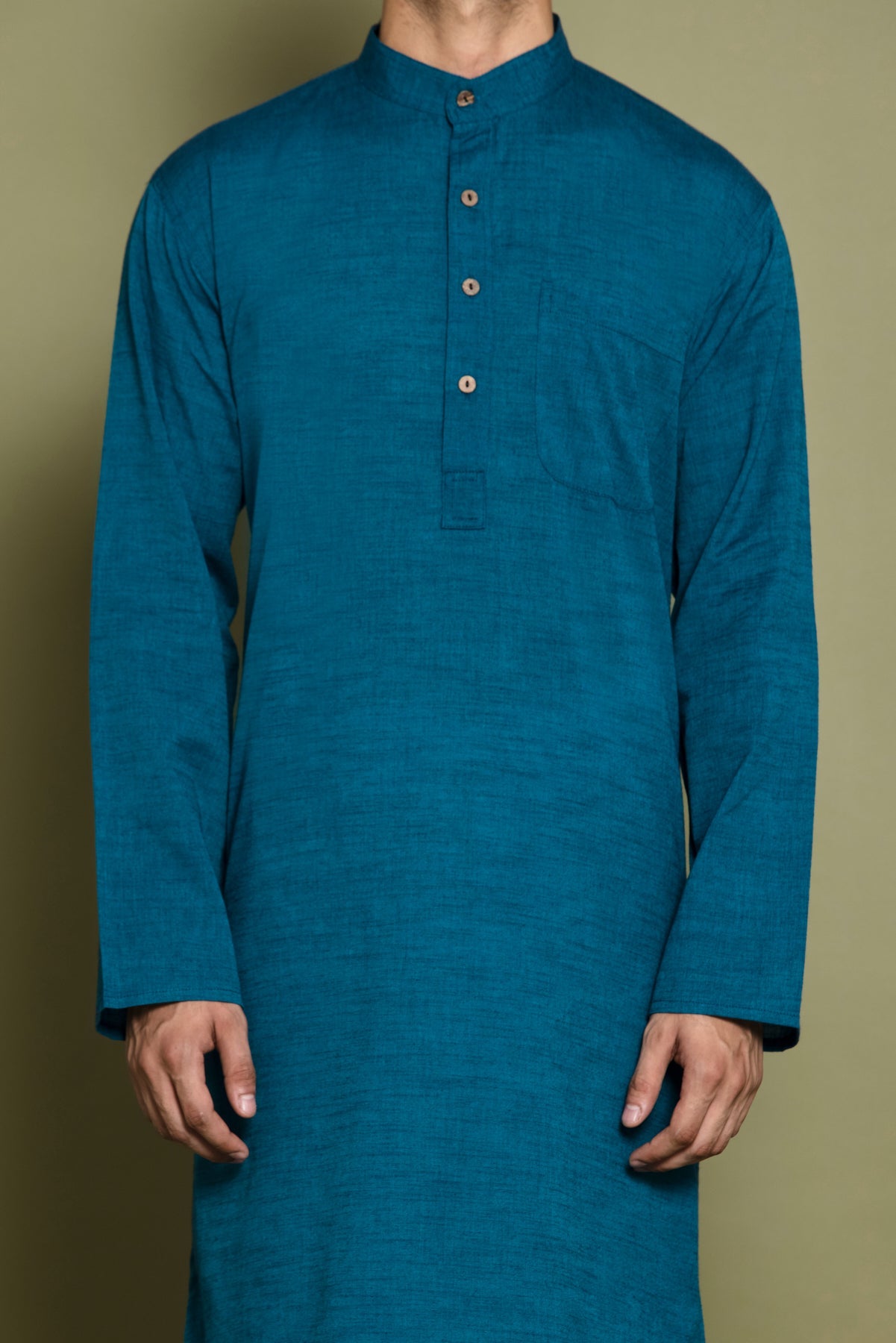 Blue Woven Straight Kurta