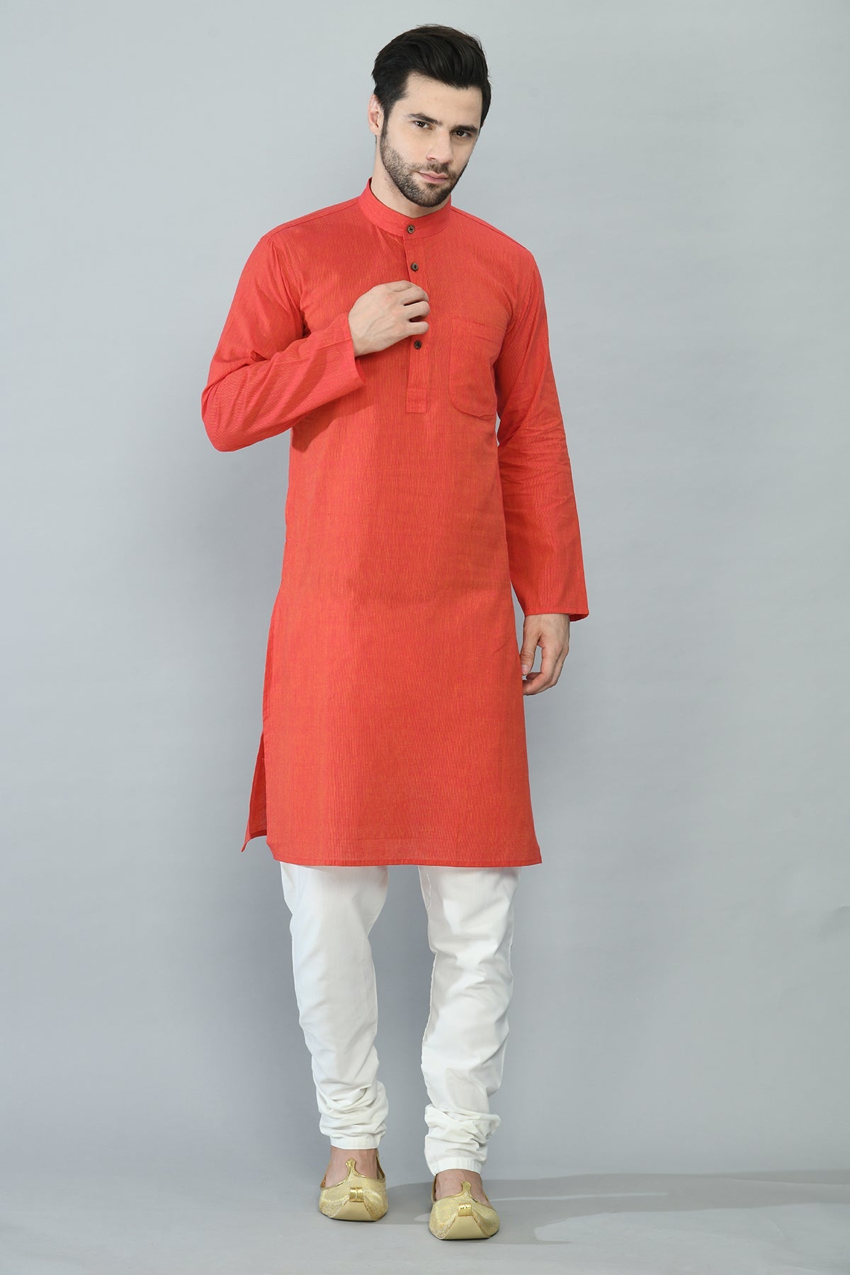 Red Striped Straight Kurta
