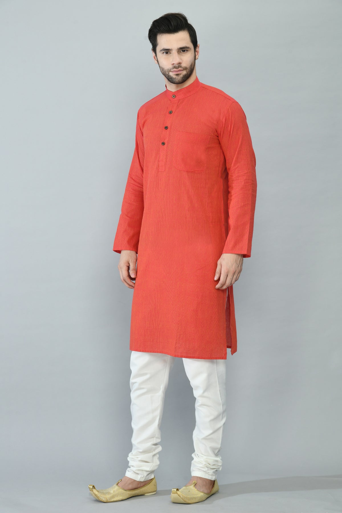 Red Striped Straight Kurta