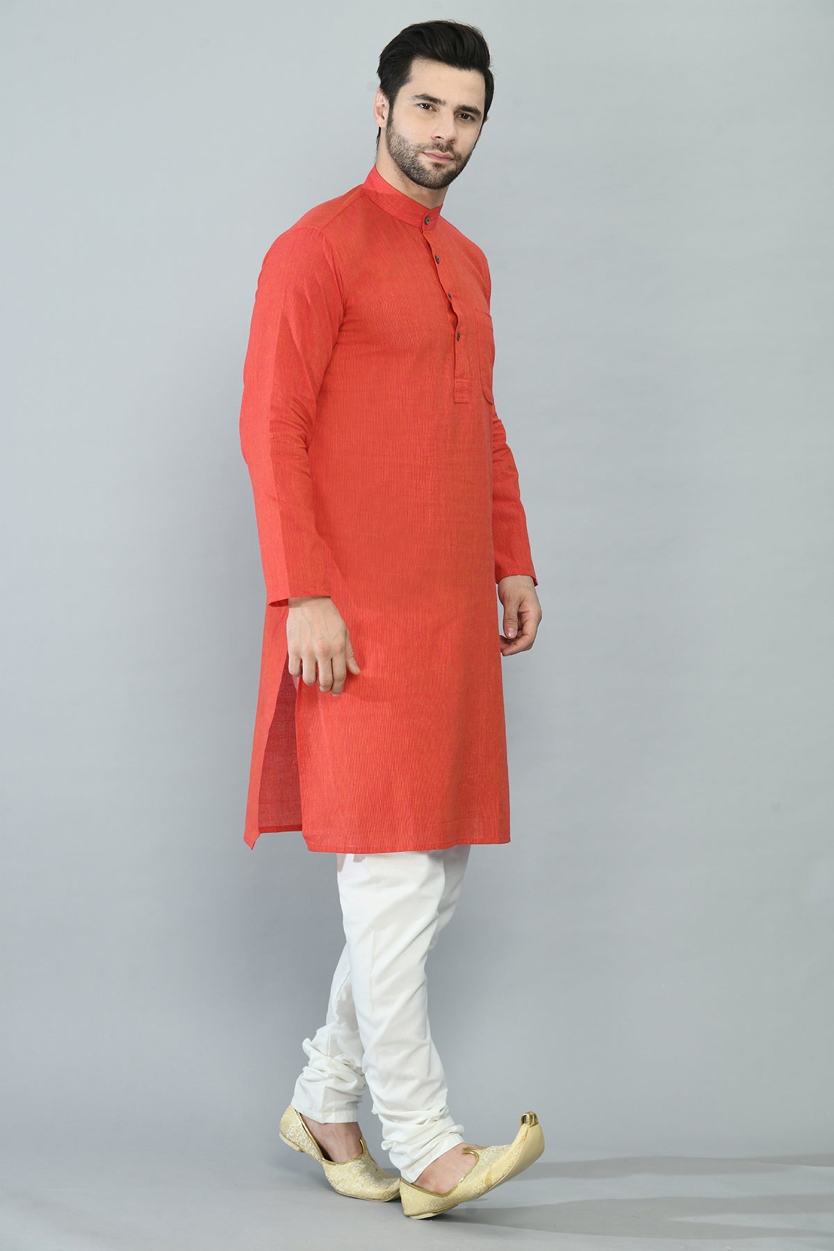 Red Striped Straight Kurta