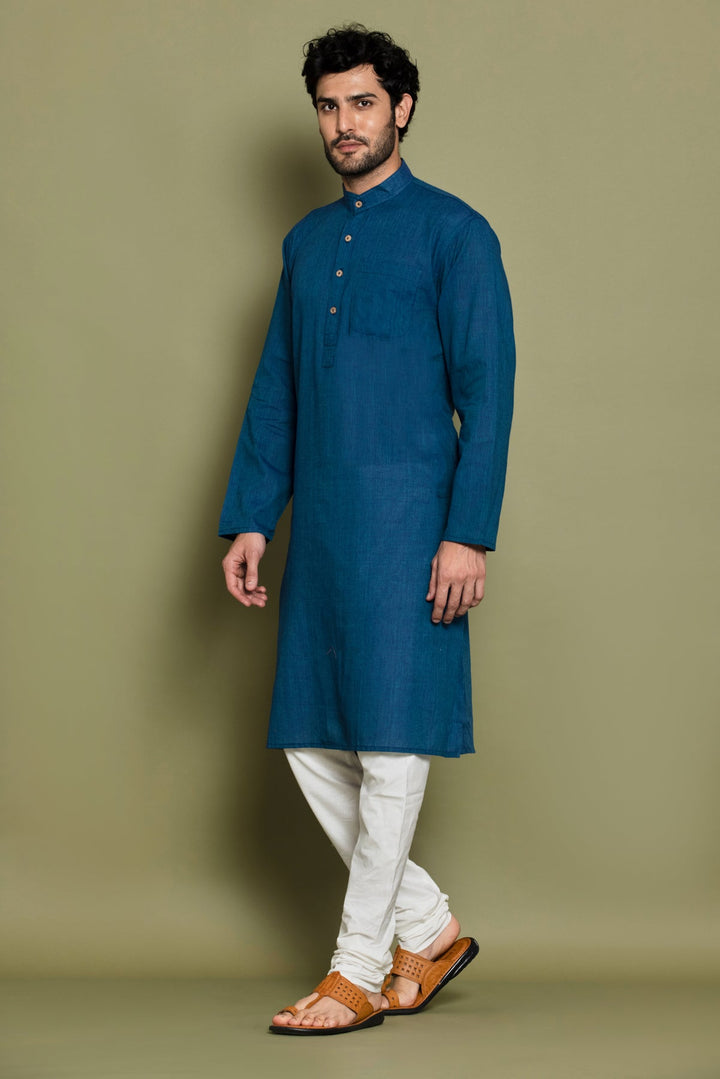 Blue Solid Straight Kurta