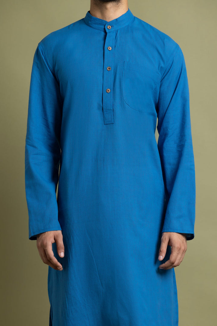 Blue Checked Straight Kurta