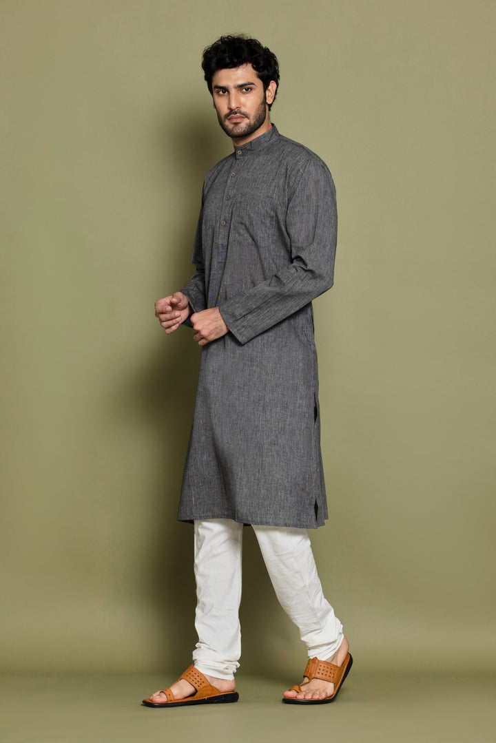 Grey Handloom Kurta