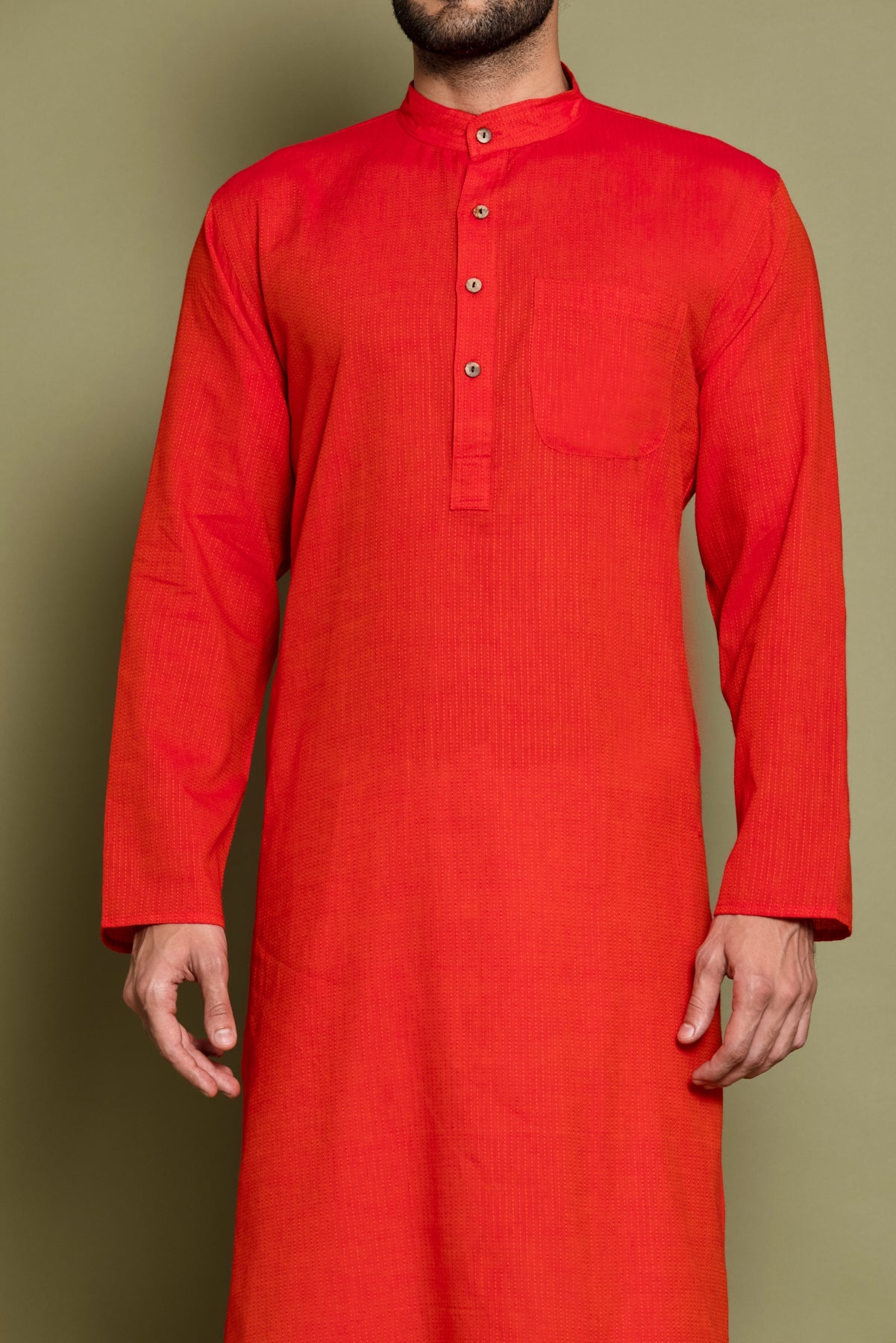 Orange Solid Kurta