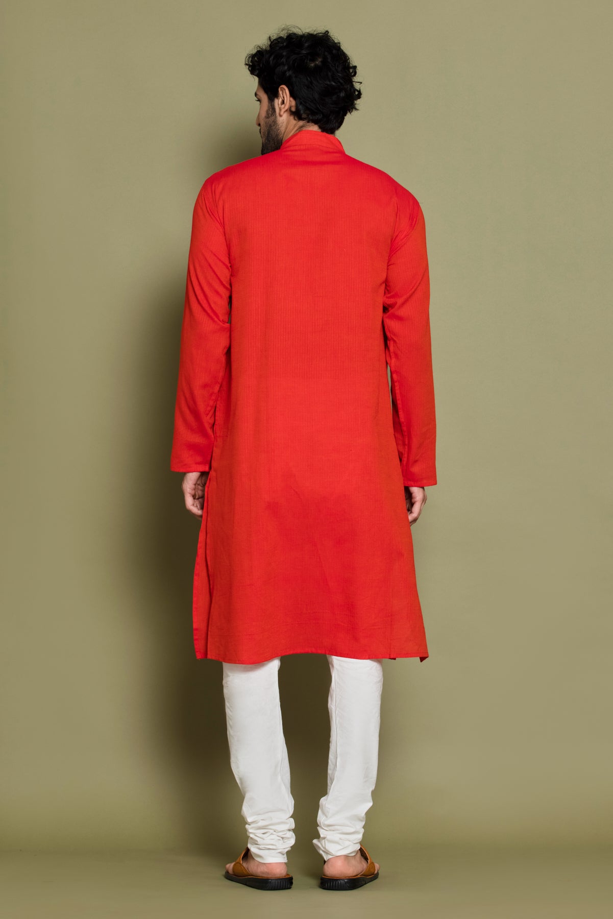 Orange Solid Kurta