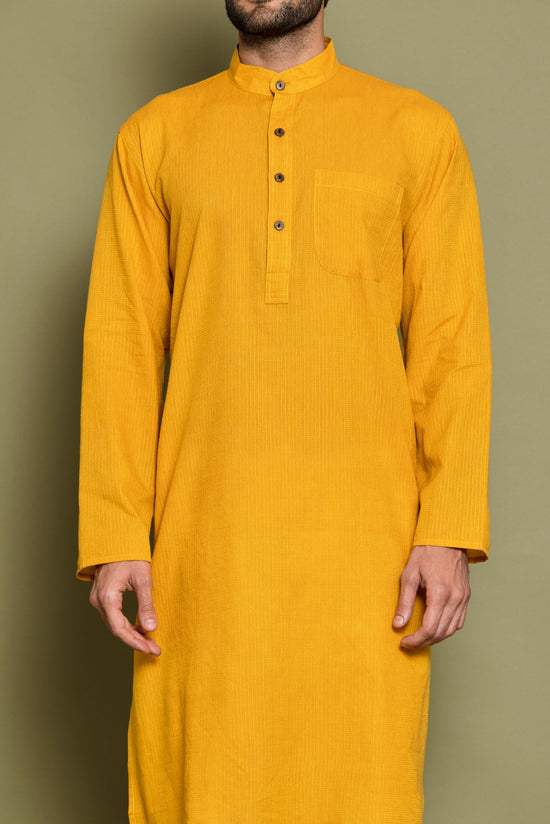 Yellow Striped Straight Kurta