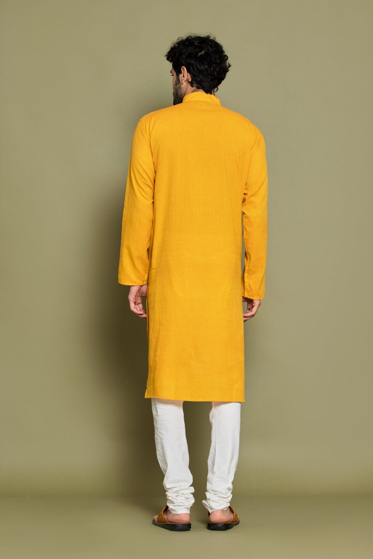Yellow Striped Straight Kurta