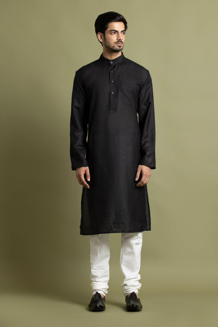 Black Handloom Kurta