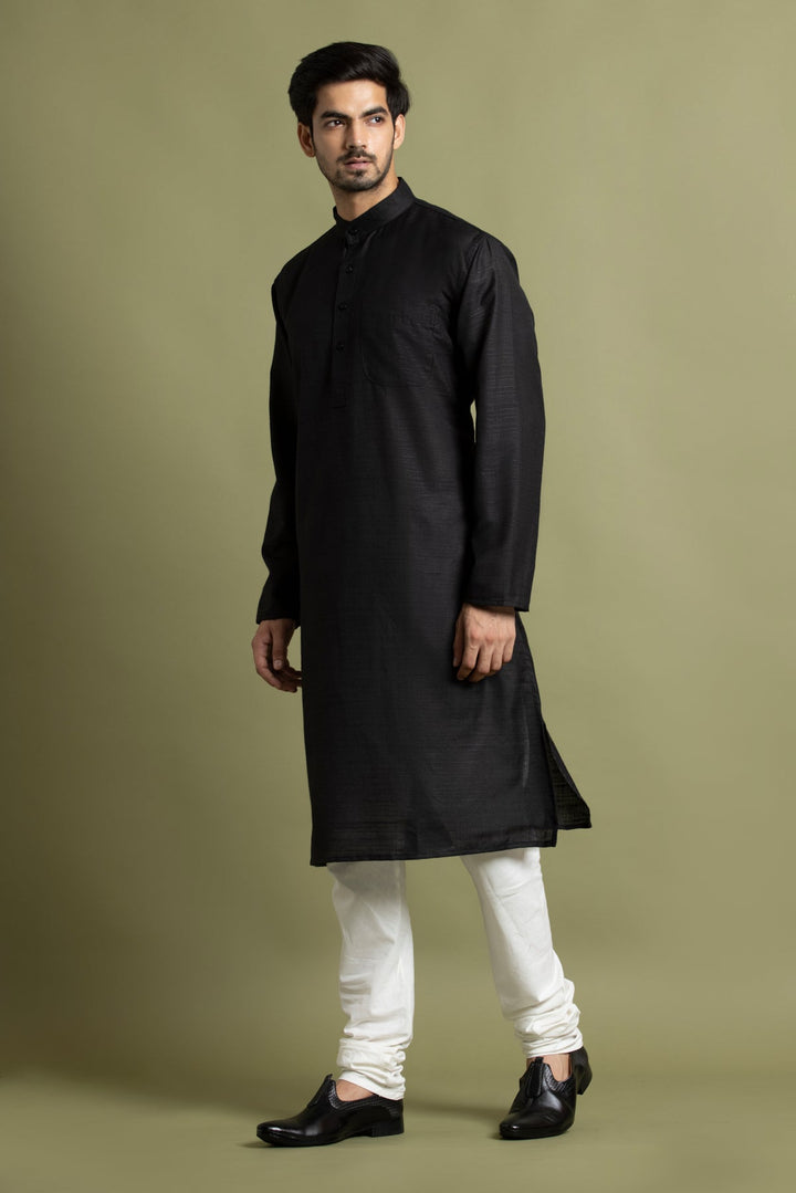 Black Handloom Kurta