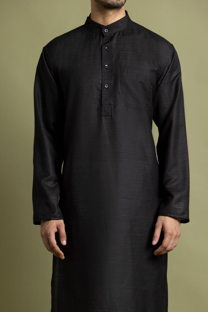 Black Handloom Kurta