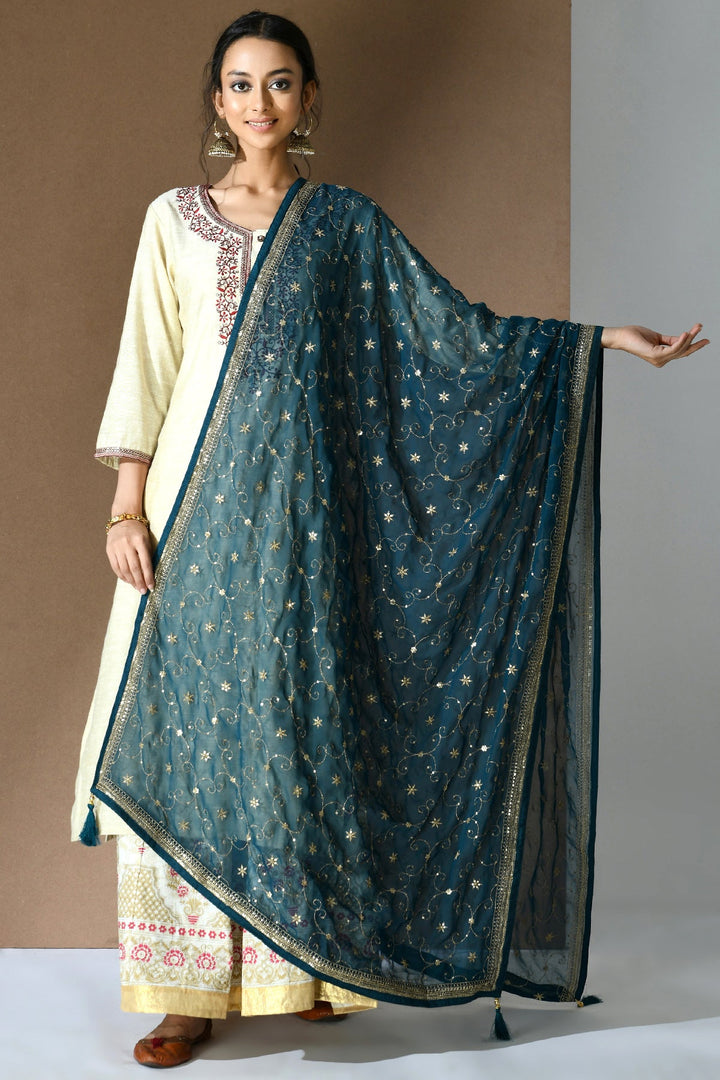 Dark Green Georgette Dupatta