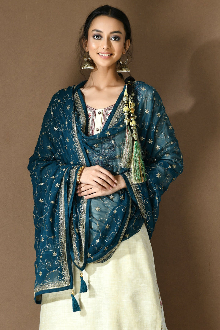 Dark Green Georgette Dupatta