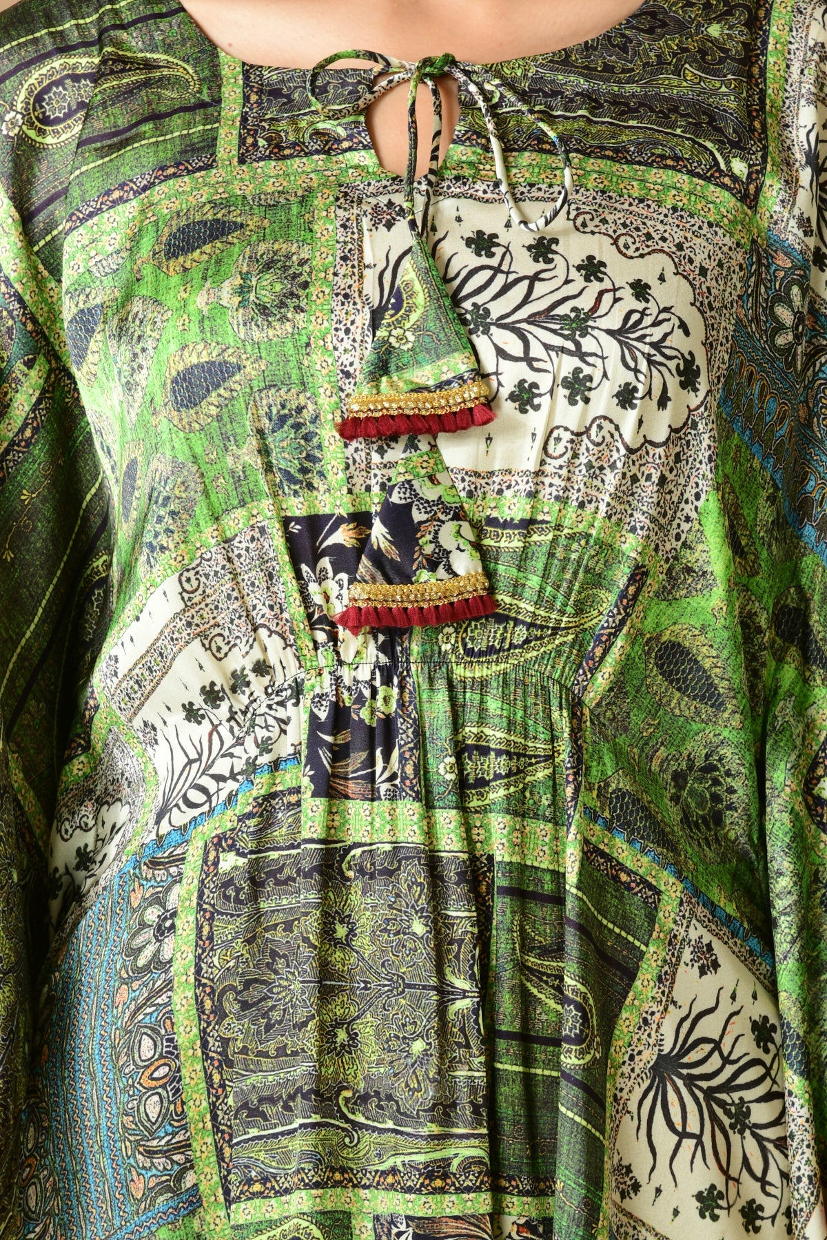 Green Printed Kaftan Top