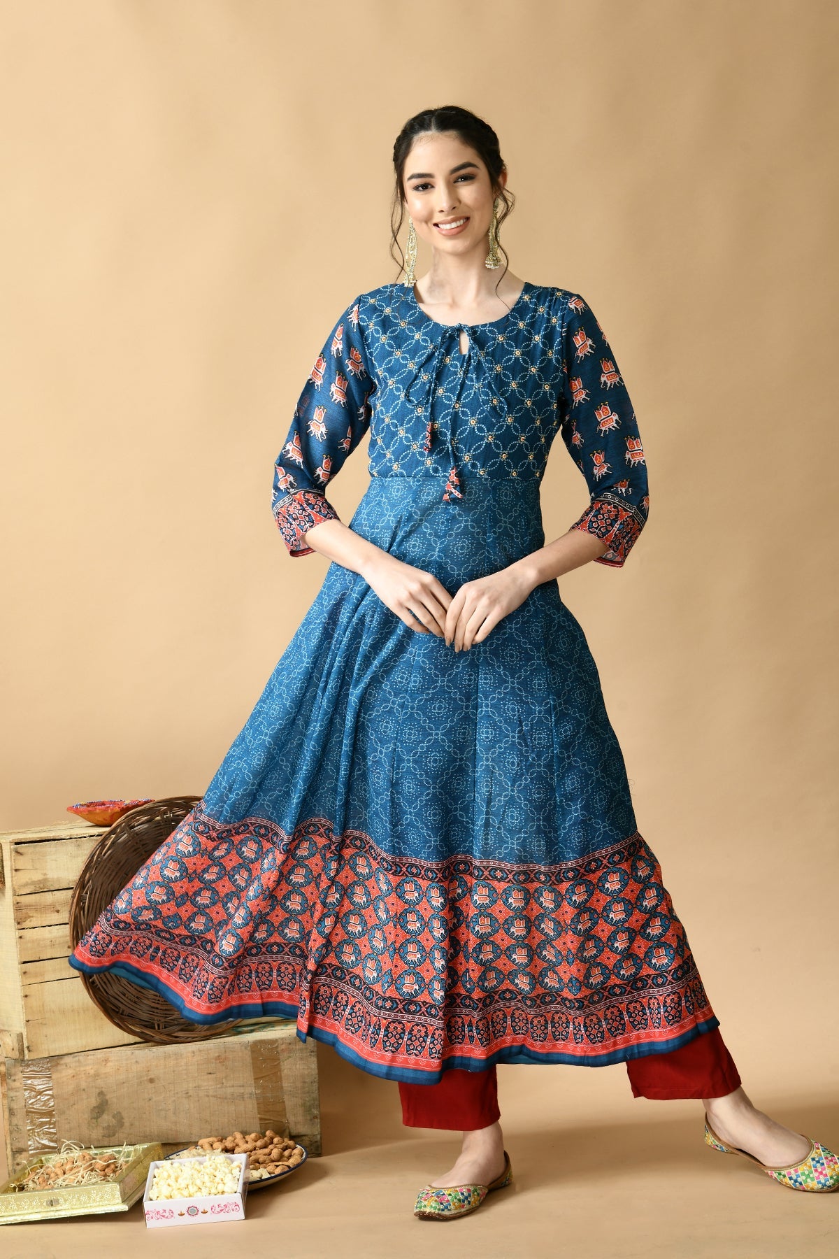 Teal Blue Printed Dress