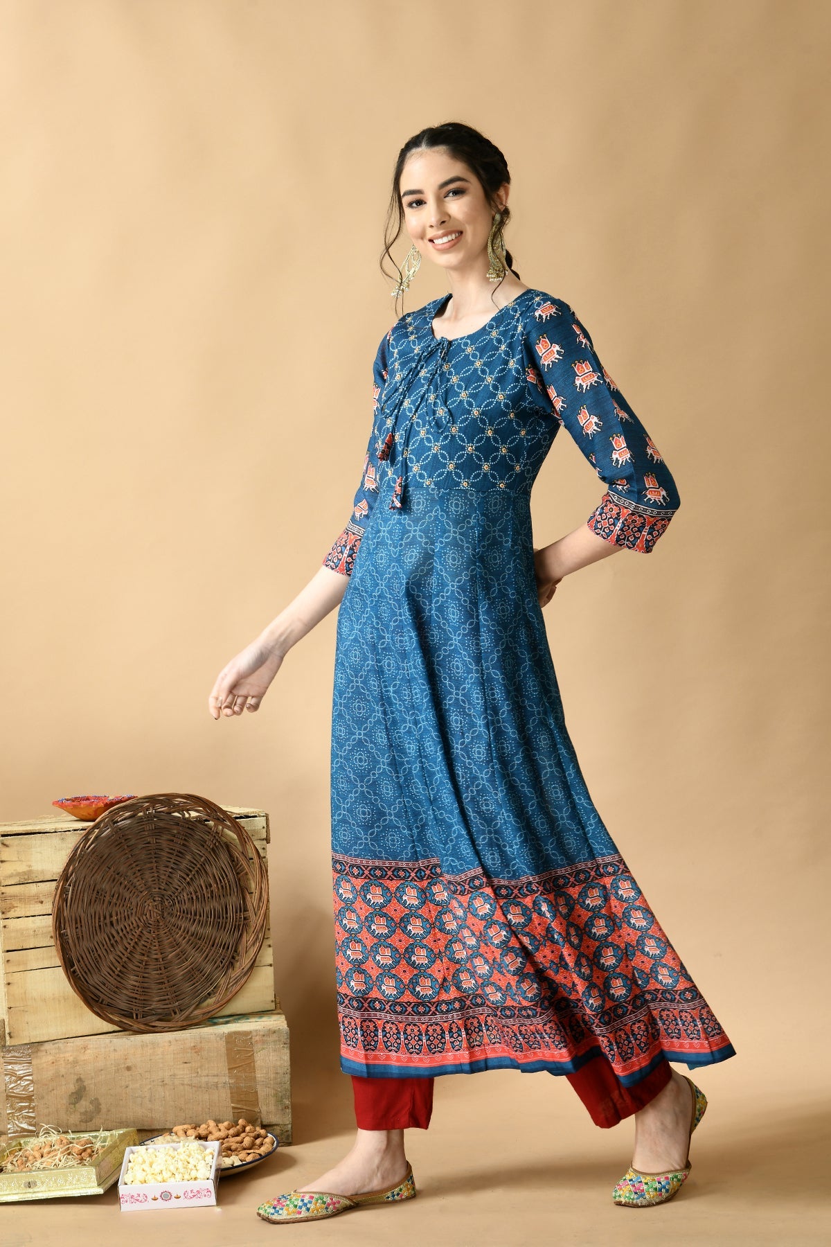 Teal Blue Printed Dress