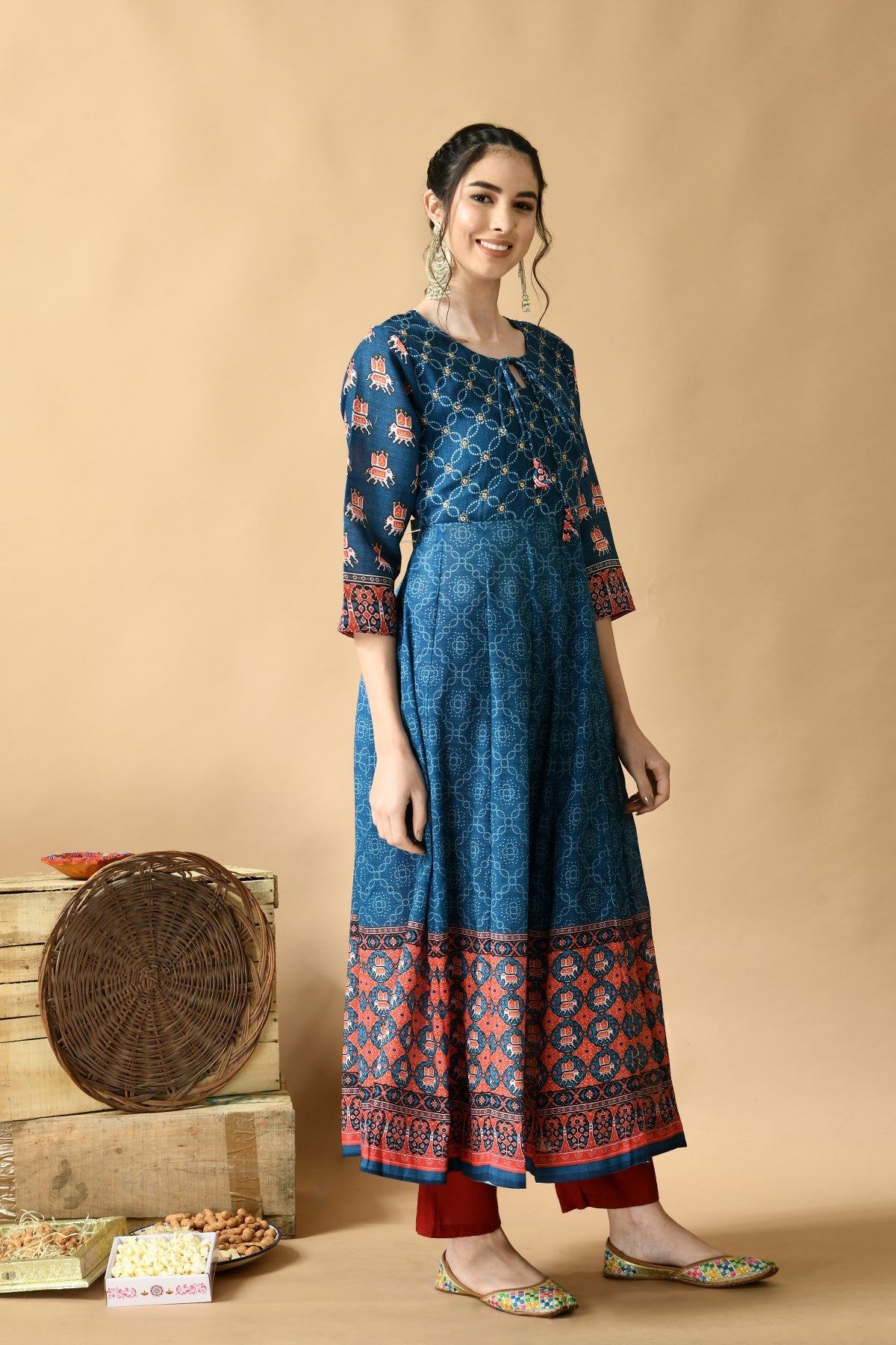 Teal Blue Printed Dress