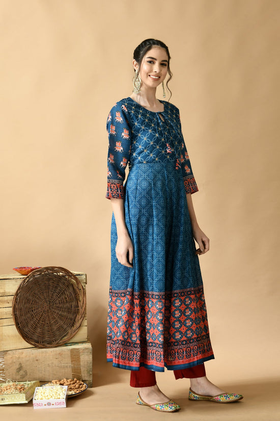 Teal Blue Printed Dress