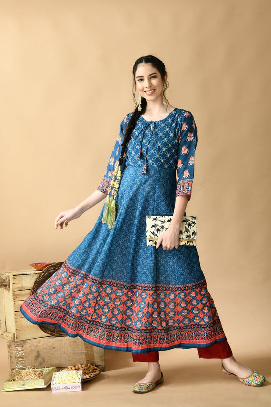 Teal Blue Printed Dress