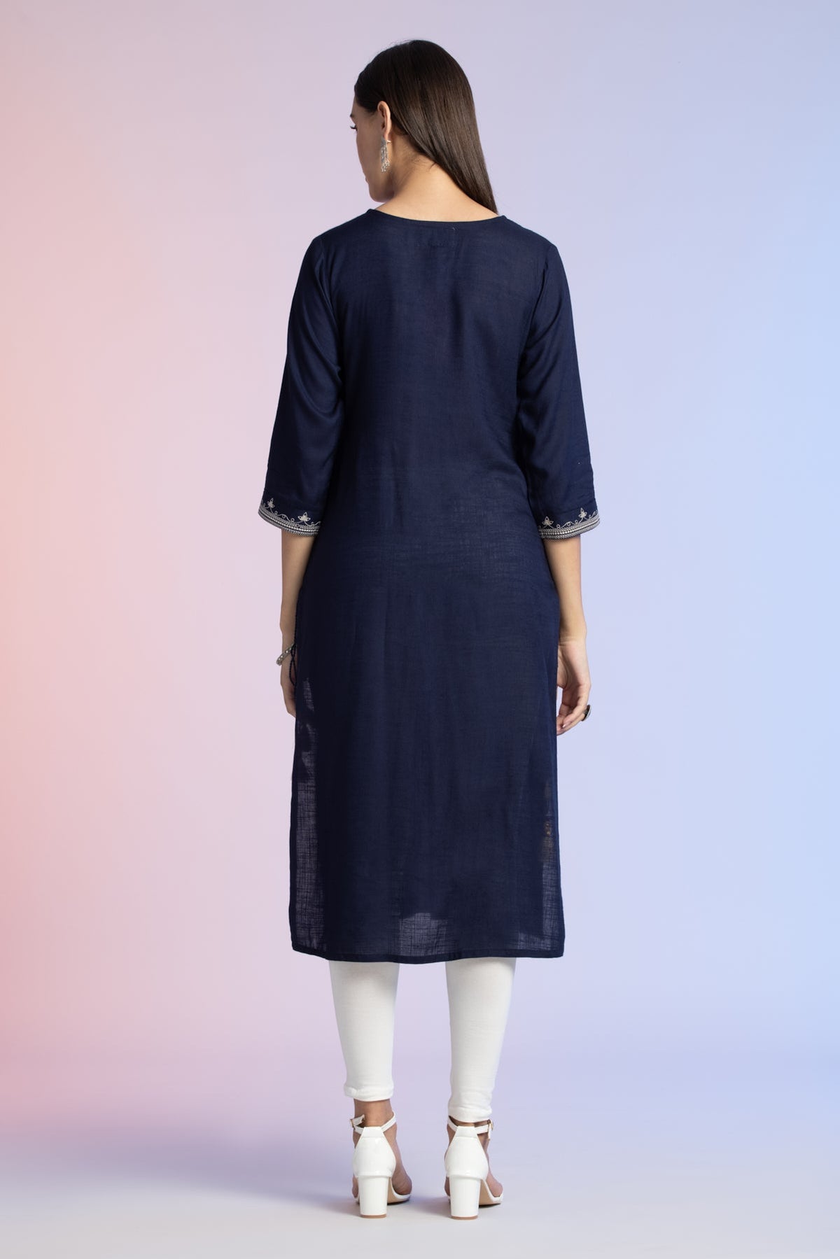 Blue Yoke Embroidered Kurta