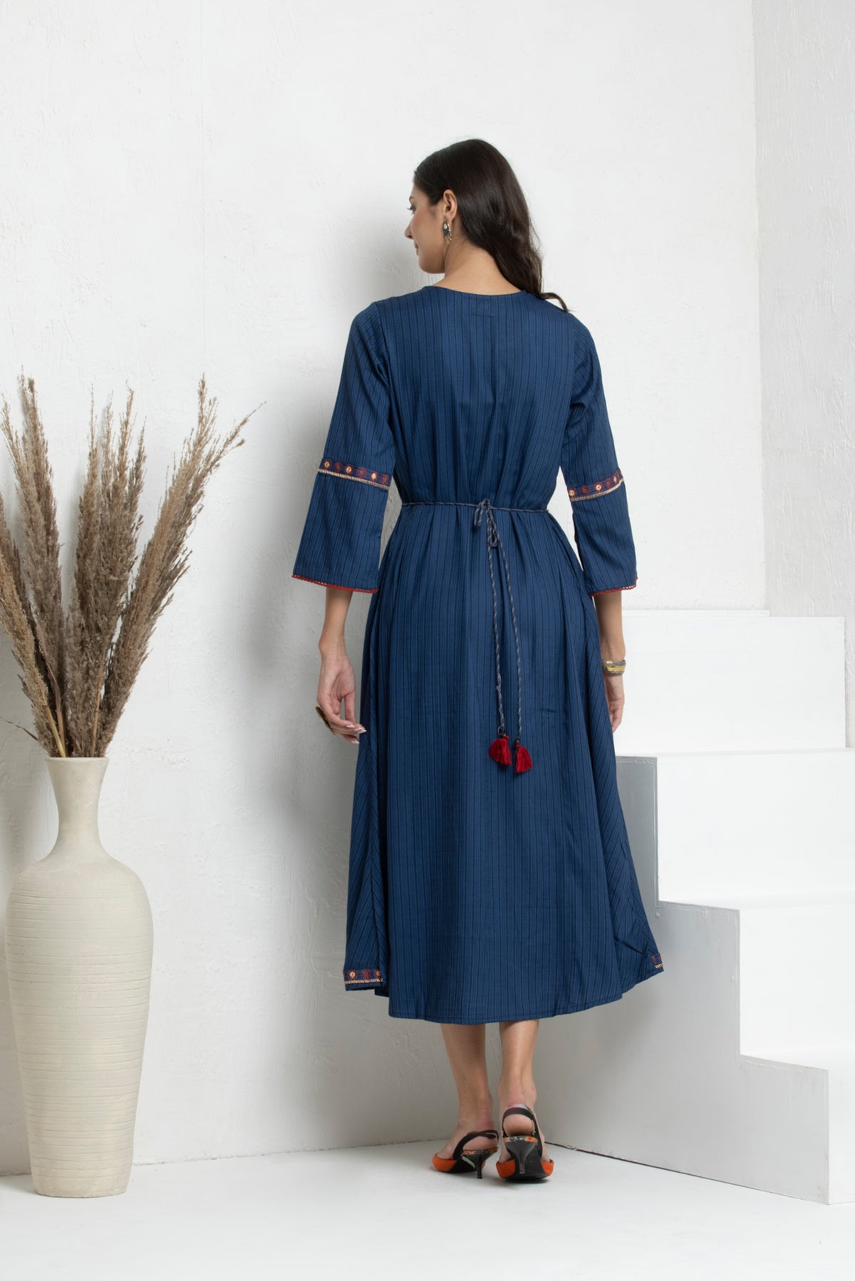 Blue Yoke Embroidered Kurta