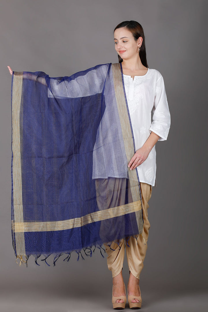 Blue Toned Striped Dupatta