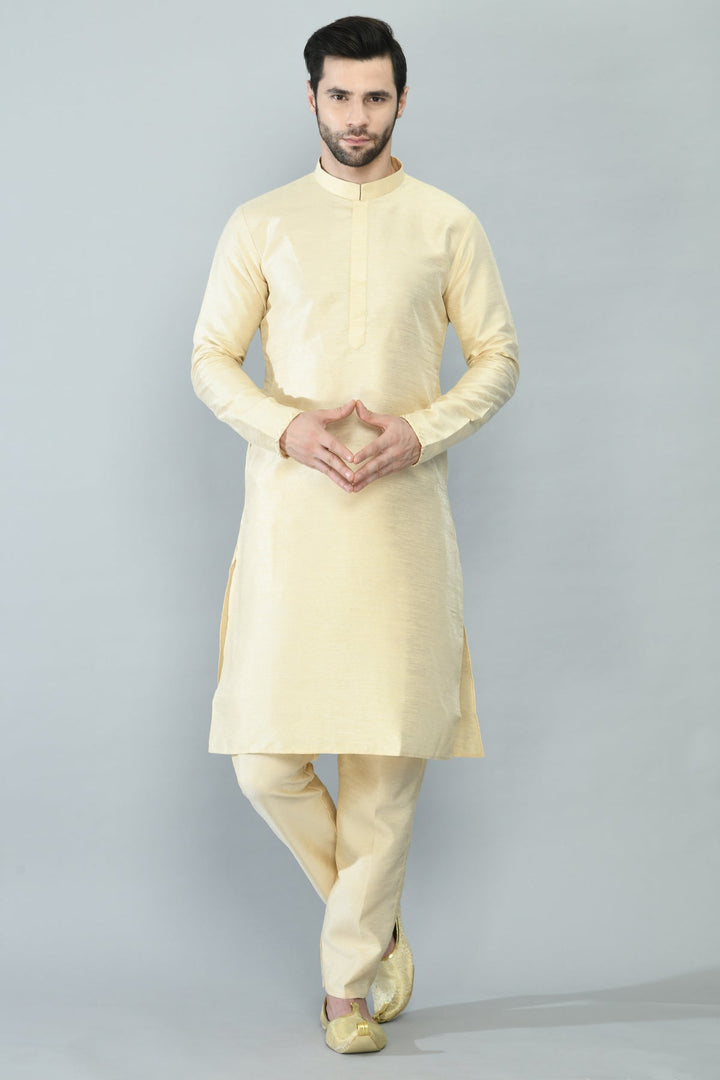 Beige Embroidered Kurta Churidar with Floral Printed Nehru Jacket
