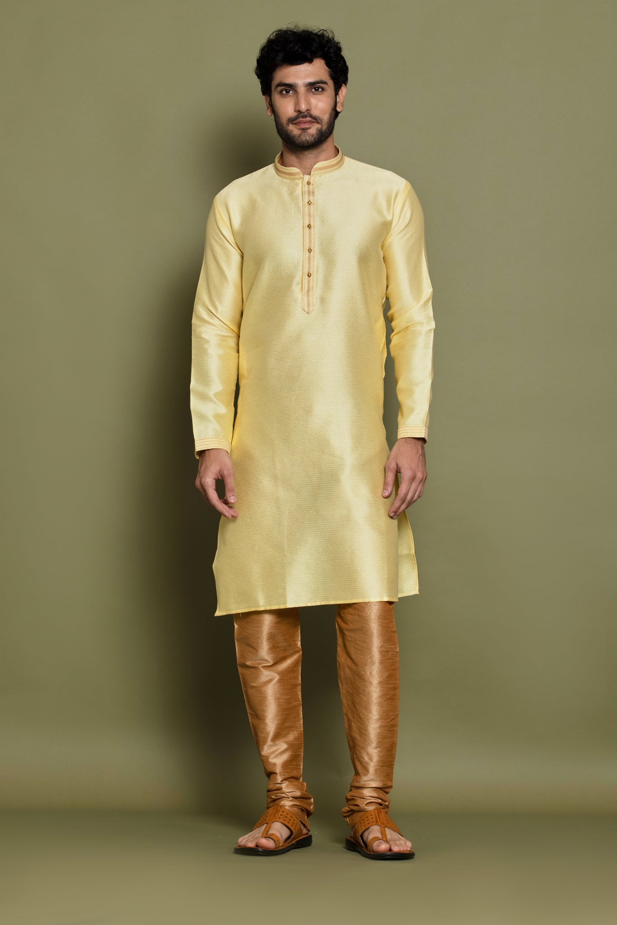 Yellow Golden Embellished Kurta Set