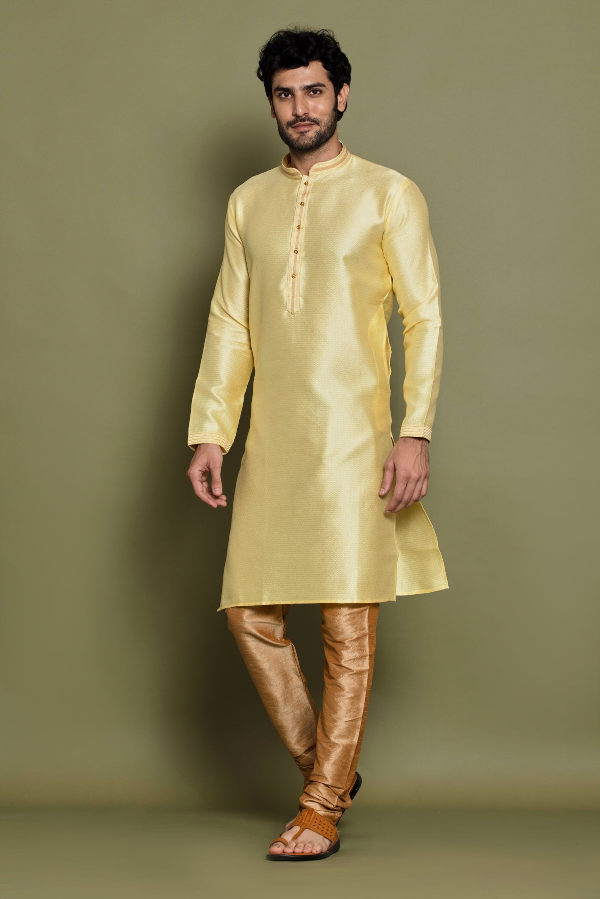 Yellow Golden Embellished Kurta Set