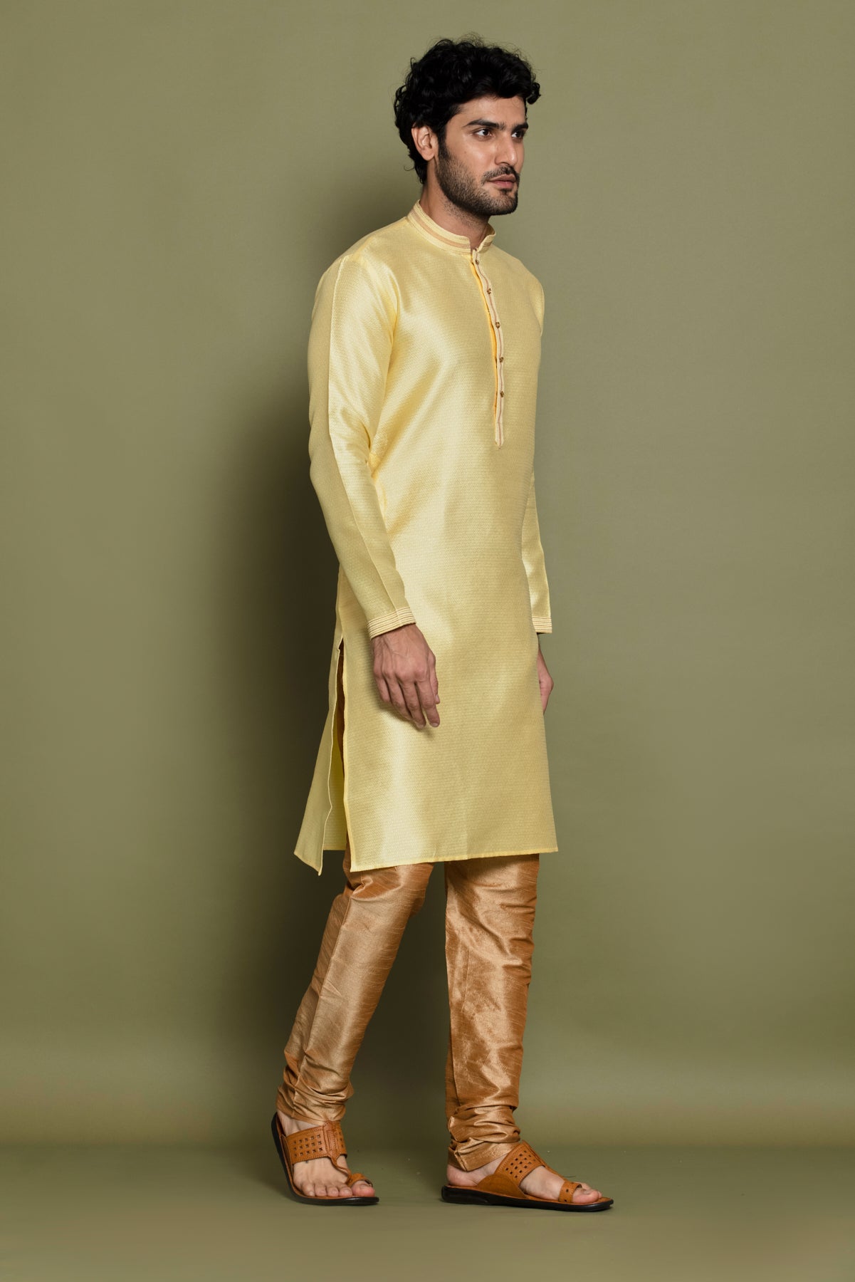 Yellow Golden Embellished Kurta Set