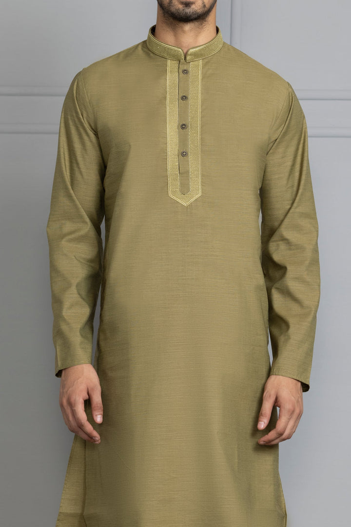 Green Self Design Kurta Set