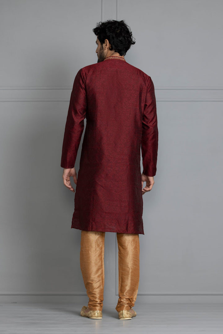 Maroon Printed Kurta Set