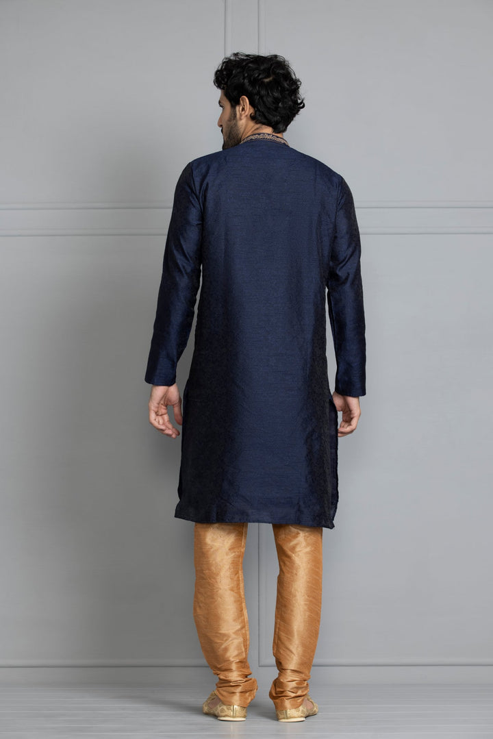Blue Woven Design Straight Kurta Set
