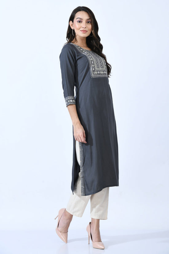 Grey Embellished Kurta