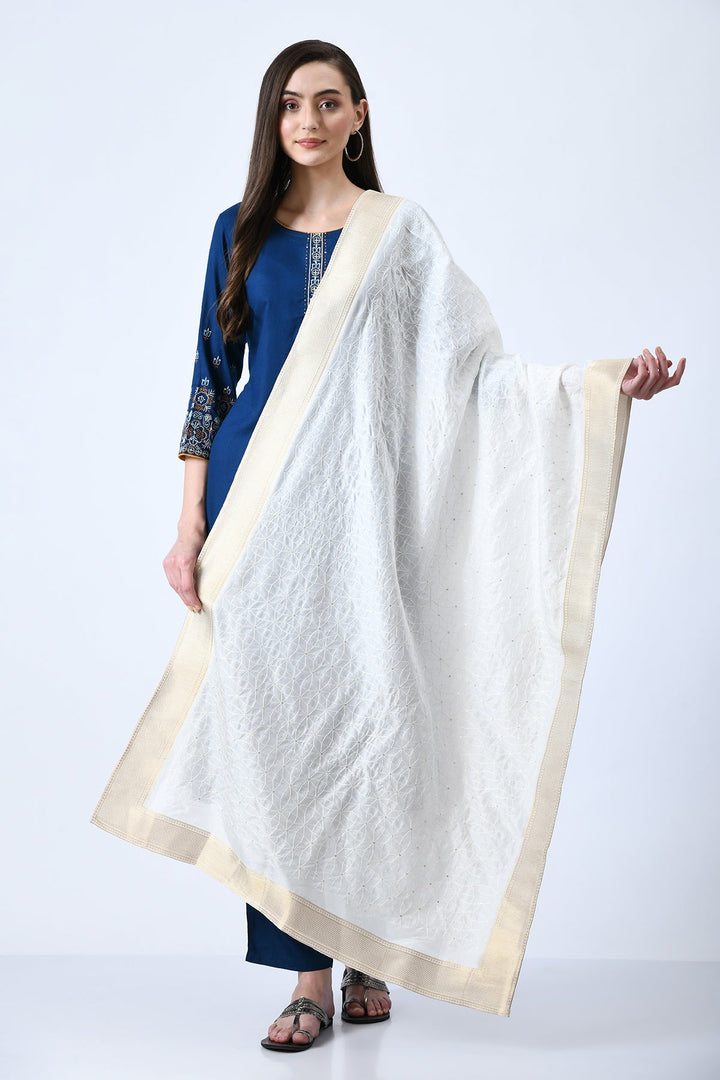 Off-White Embroidered Dupatta