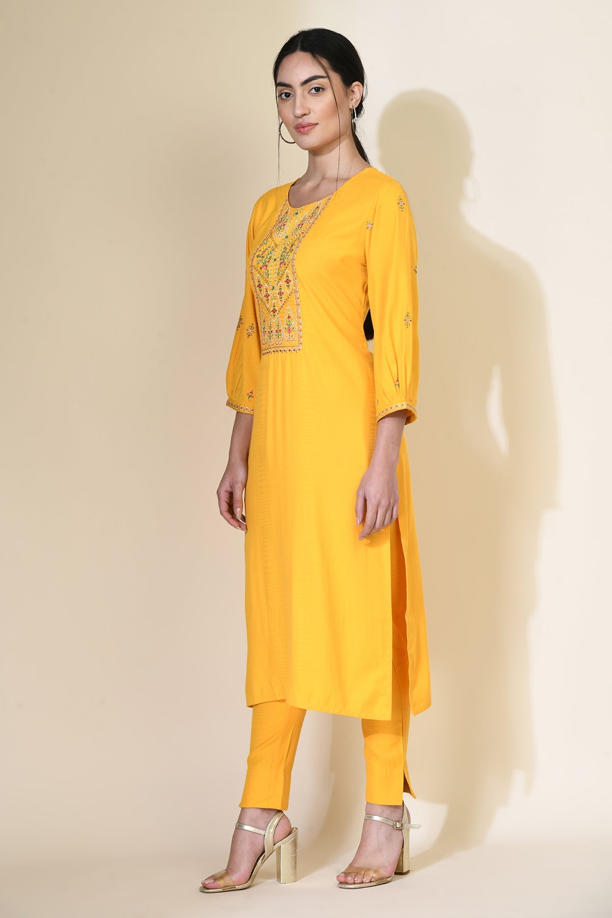 Yellow Embroidered Kurta Set