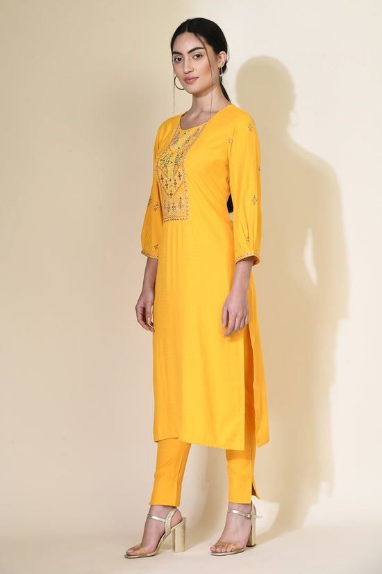 Yellow Embroidered Kurta Set