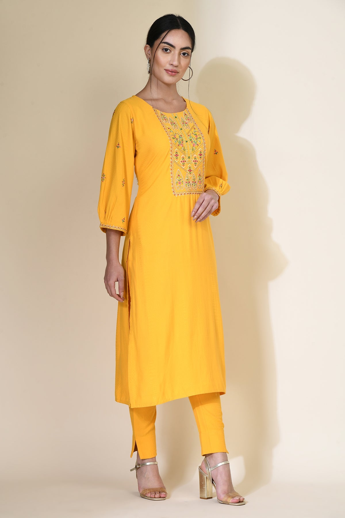 Yellow Embroidered Kurta Set