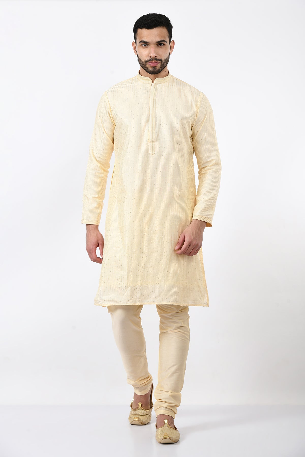 Cream-Coloured Ethnic Embellished Kurta Set