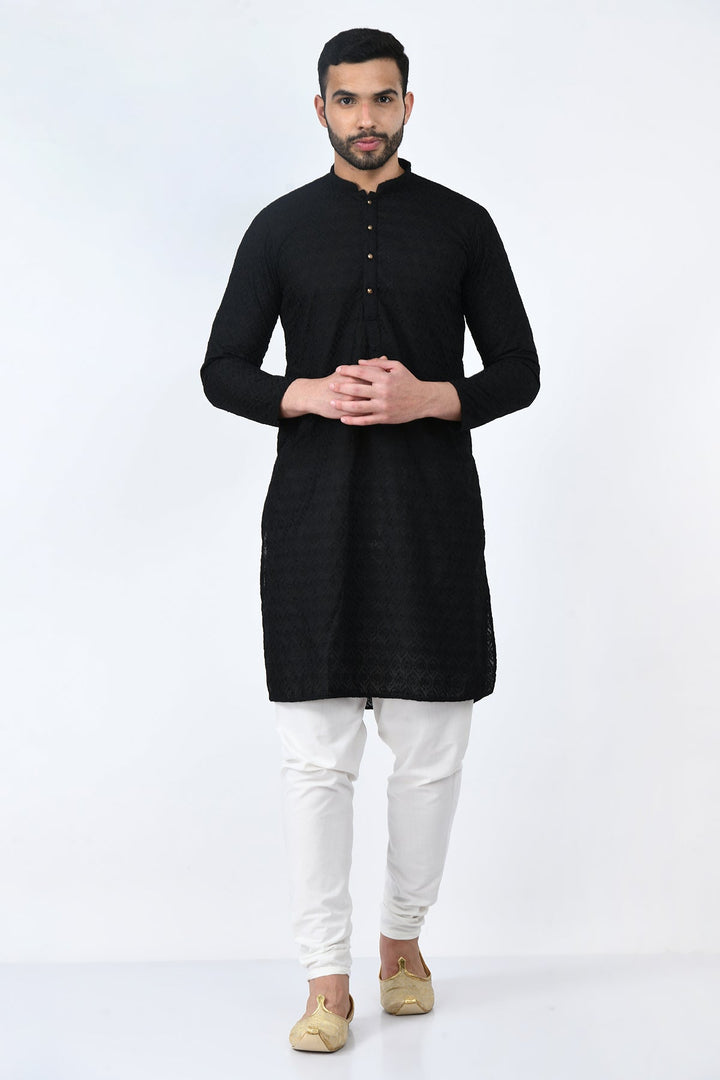 Black Chikankari Embroidered Kurta Set