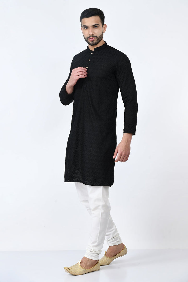 Black Chikankari Embroidered Kurta Set